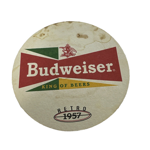 Beer Coaster ~ Anheuser-Busch BUDWEISER King ~ Retro 1955 & 1957 ~ St Louis, MO‎ - Picture 2 of 5